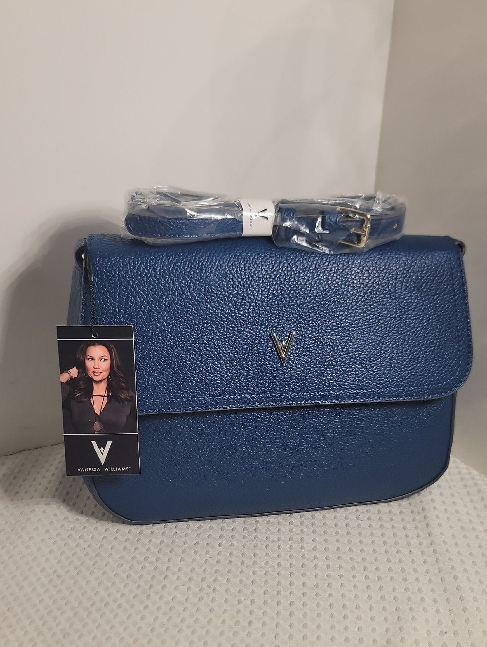 Blue Leather Crossbody Bag
